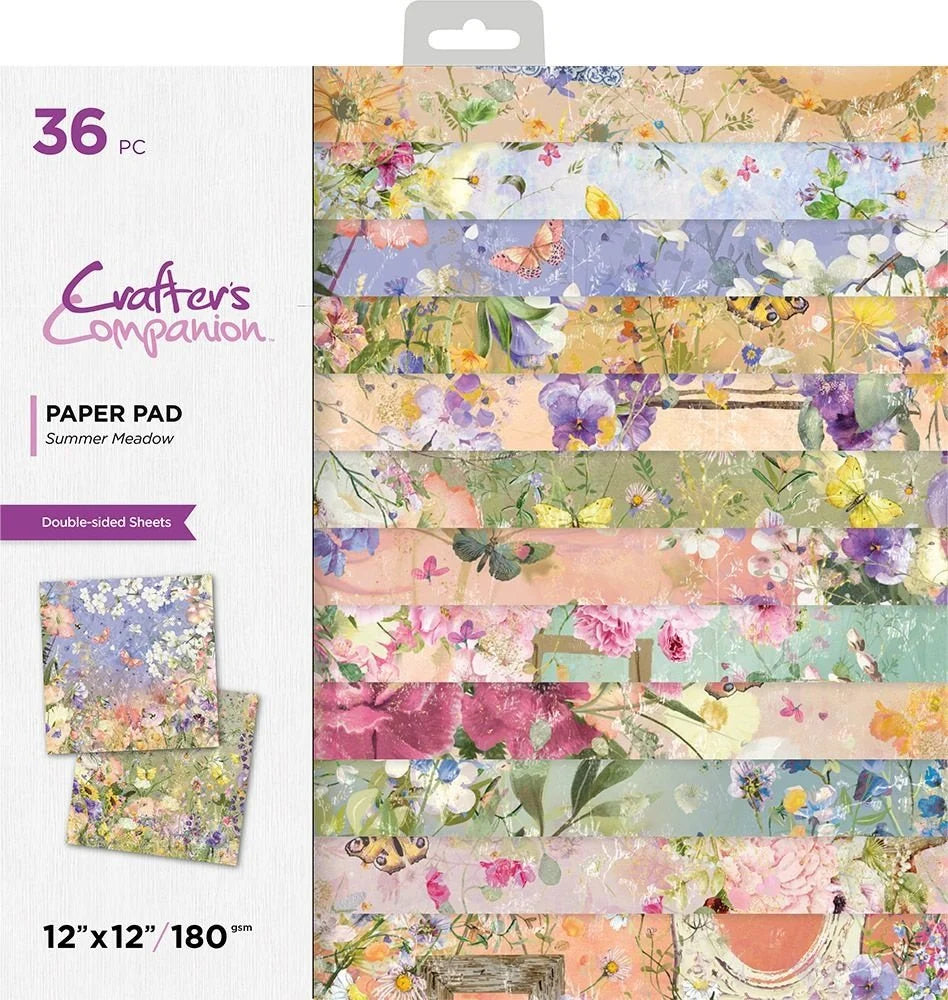 Crafters Companion Summer Meadow 12" x 12" Paper Pad - 36 Sheets
