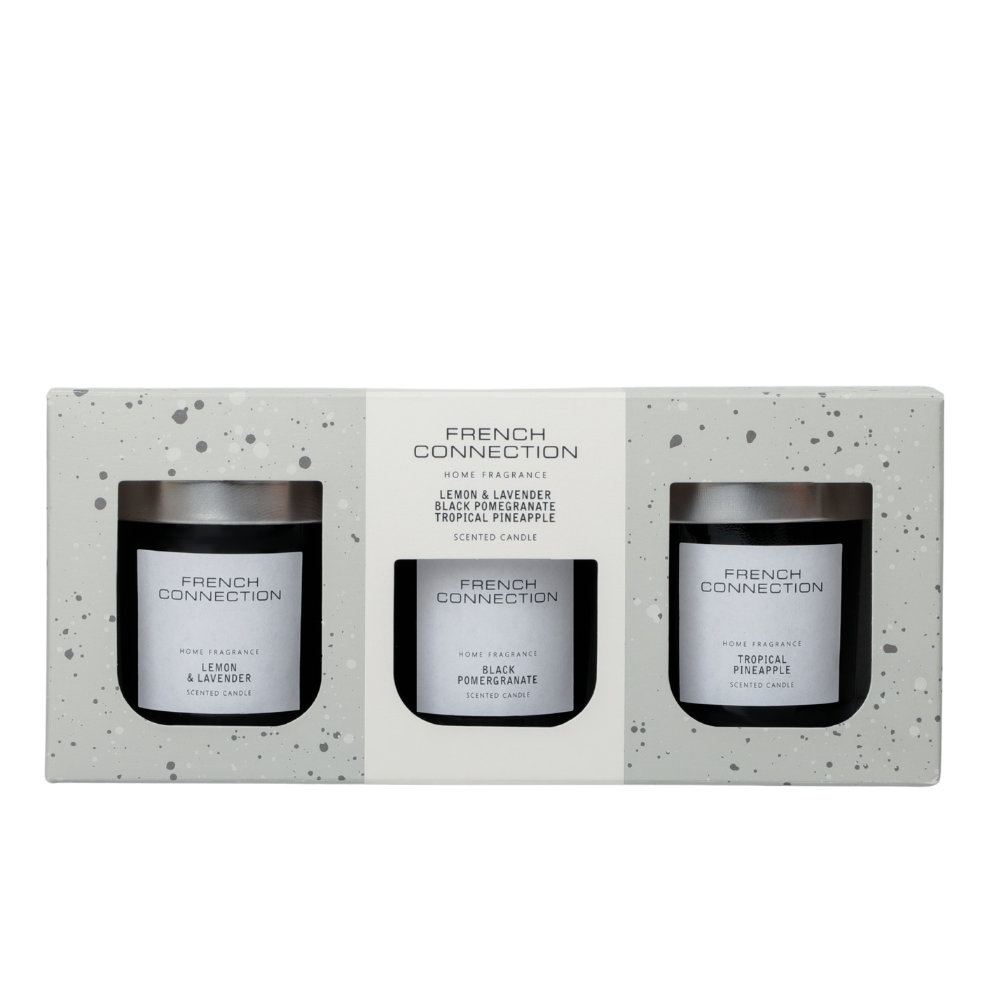 French Connection Black Collection Trio of Candles Giftset 3 x 52g