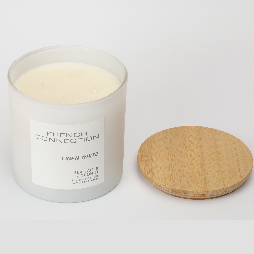 French Connection Pastel Range Linen White (Sea Salt & Coconut) 4-Wick Candle 1.46kg