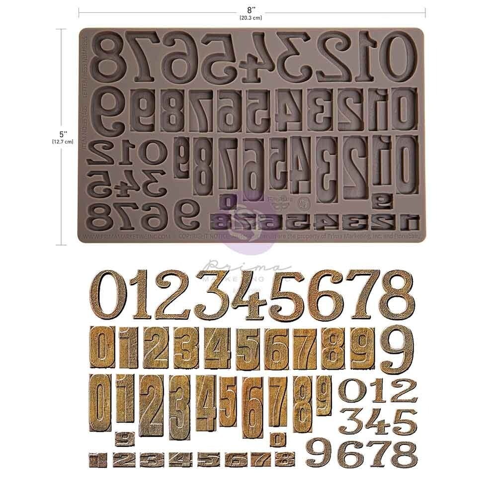 Finnabair Imaginarium Letterpress Numbers 5x8" Silicone Mould