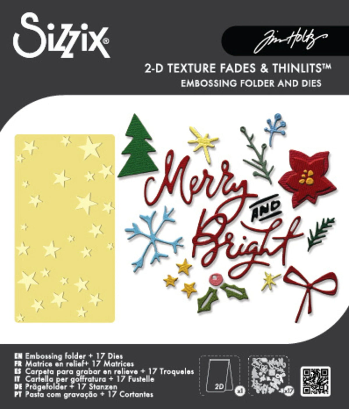 Sizzix Vault Side-Order Merry & Bright Embossing Folder & 17pc Thinlits Set by Tim Holtz