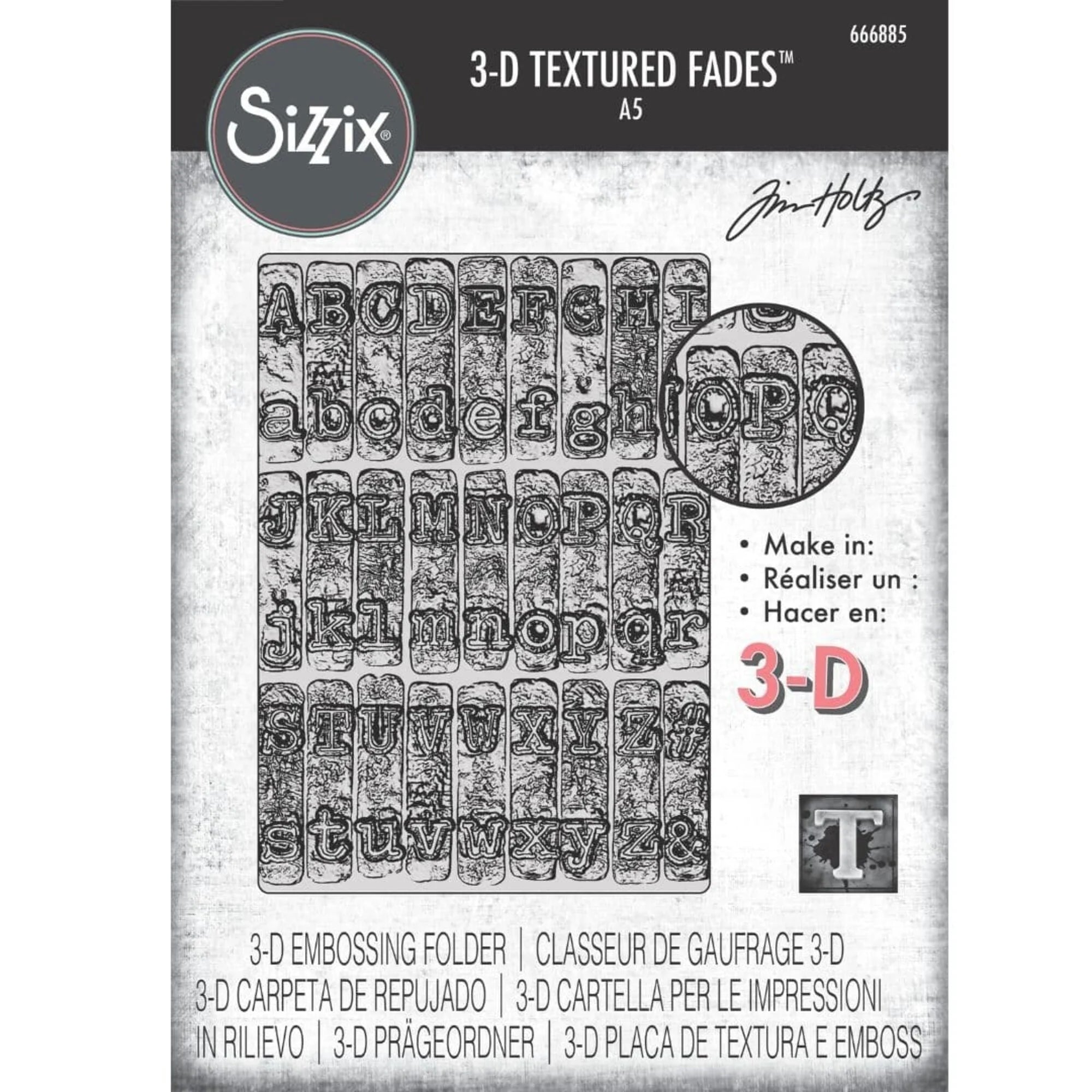 Sizzix 3D Texture Fades Embossing Folder by Tim Holtz A5 Typewriter La ...