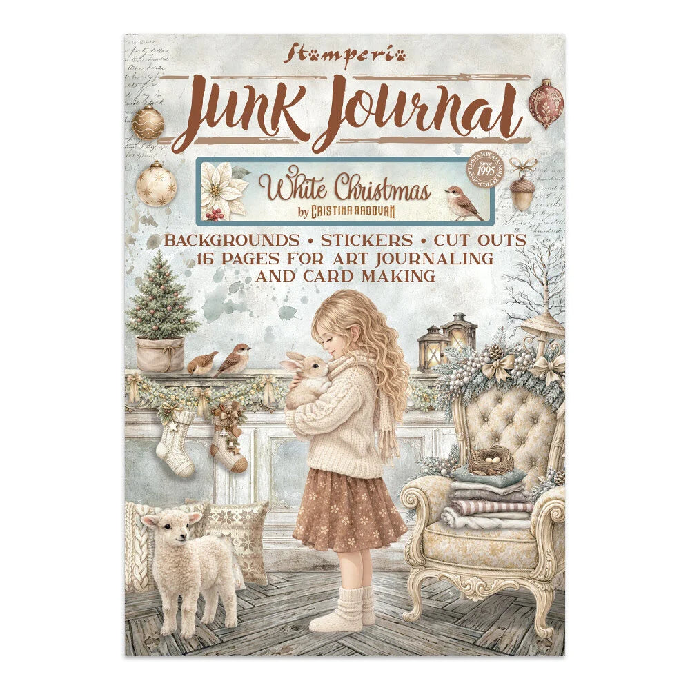 Stamperia White Christmas Junk Journal Stickers, Backgrounds & Cut-Outs by Cristina Radovan