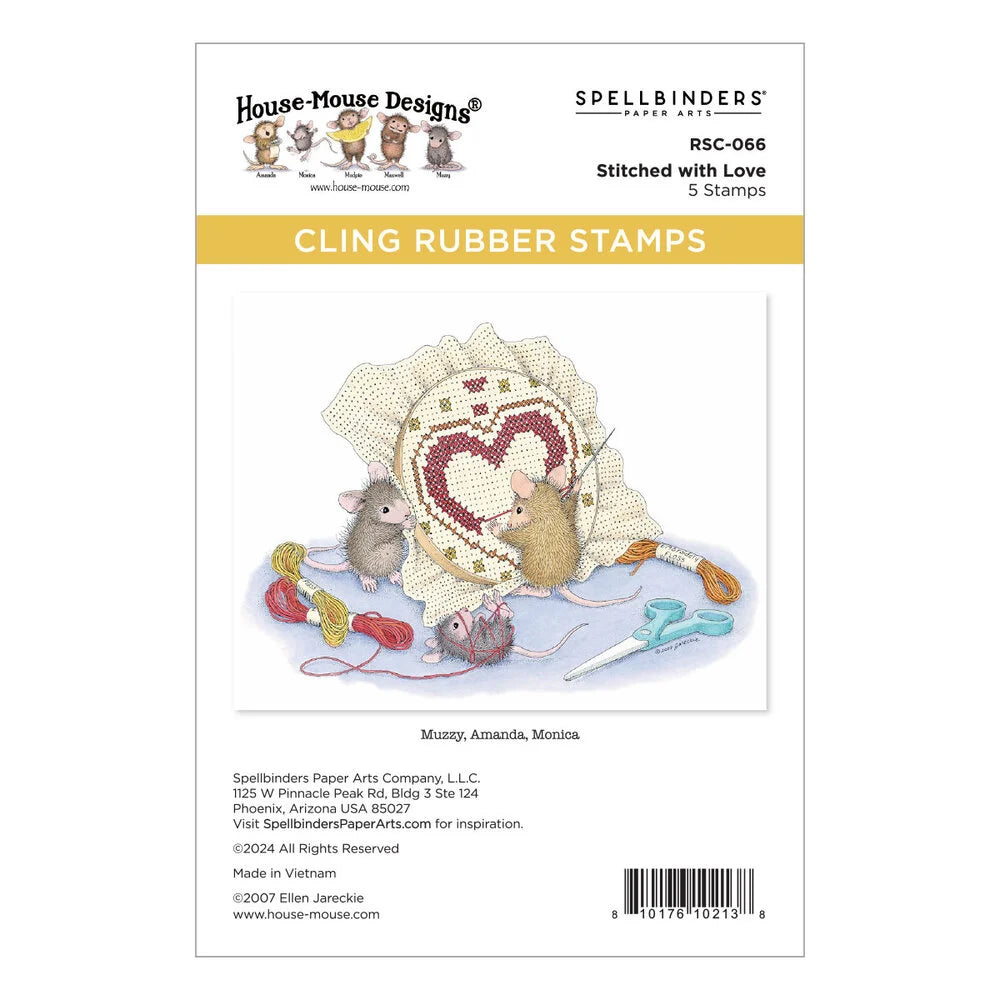 House Mouse Heart and Soul Cling Rubber Stamps - Stitched with Love