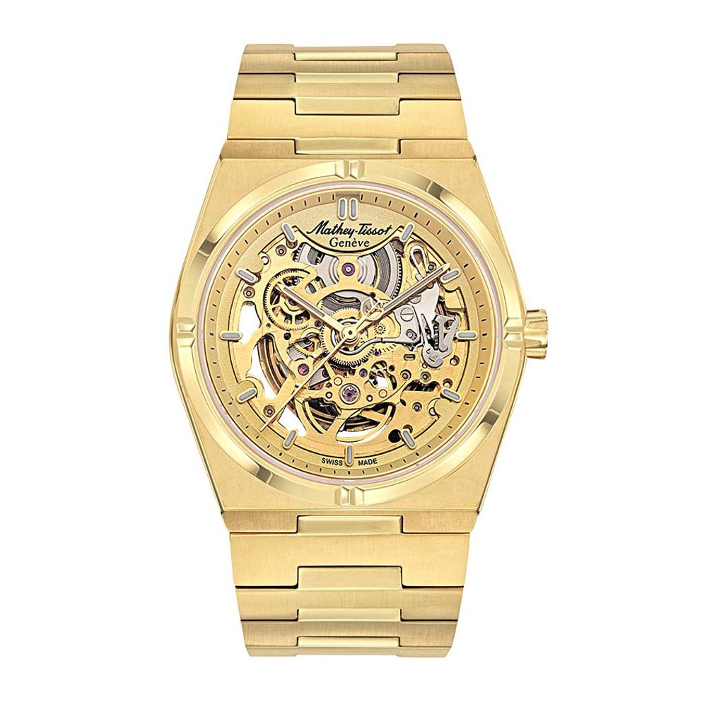 Mathey Tissot Zeus Skeleton Automatic Men's Watch - Champagne / Gold - H118CFPDI