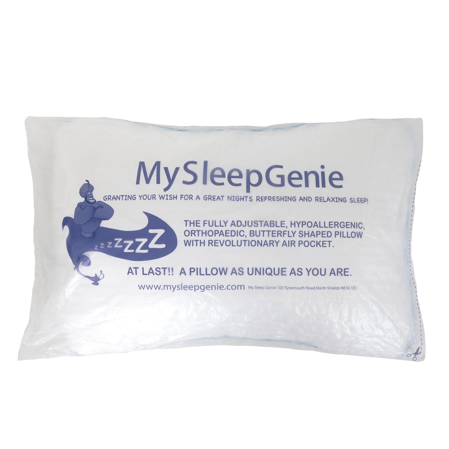 Sleep Genie Orthopaedic Pillow with Air Pocket and Specially Shaped Egyptian Cotton Pillowcase