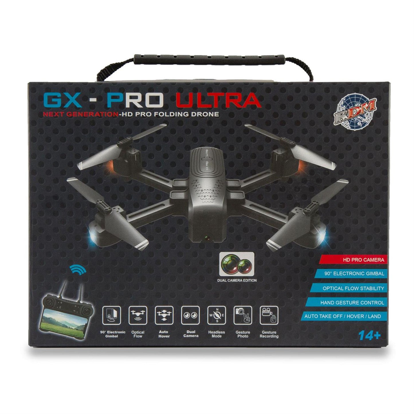 RDM GX Pro Ultra Drone Bundle Includes HD Drone, Case & Extra Battery