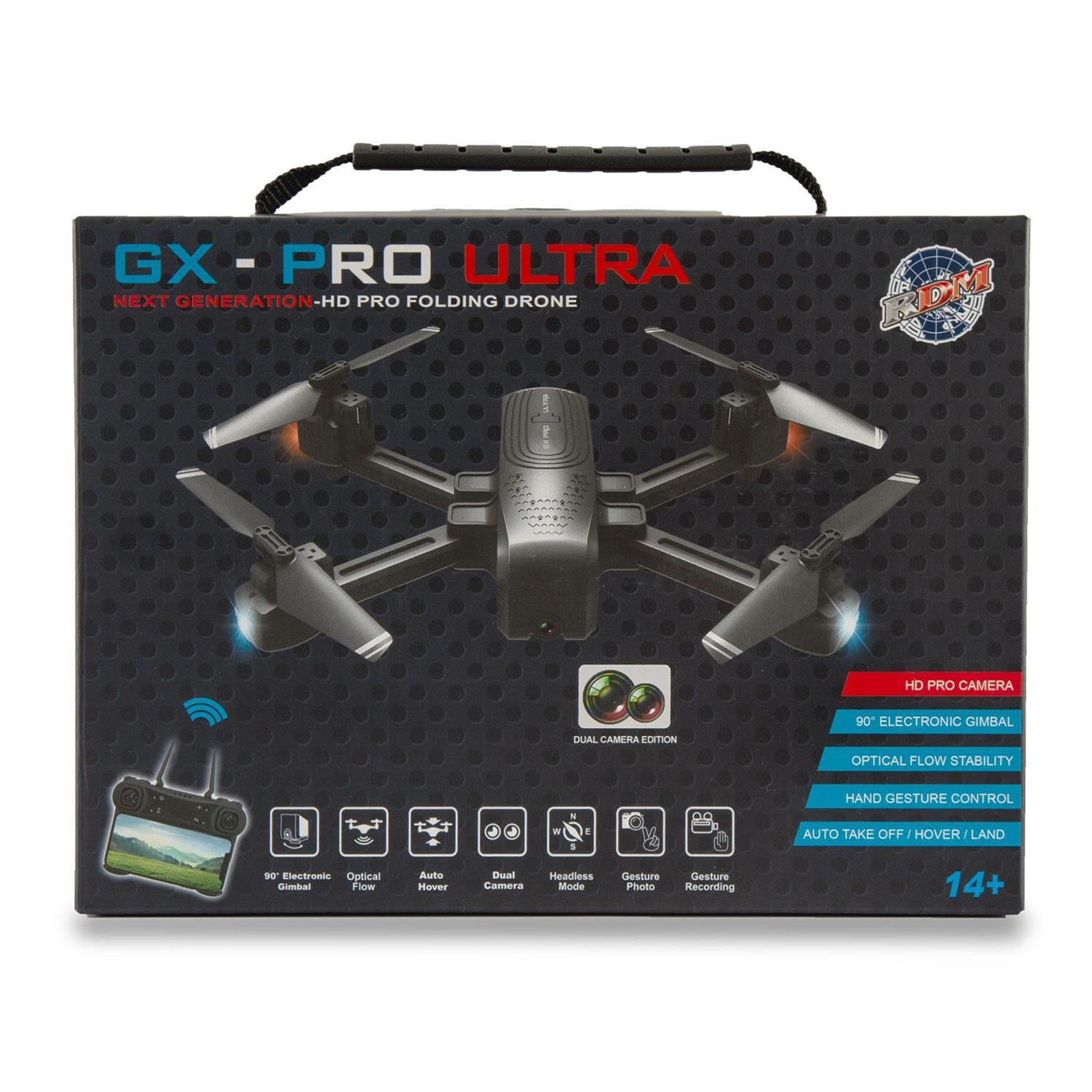 RDM GX Pro Ultra Drone Bundle Includes HD Drone, Case & Extra Battery