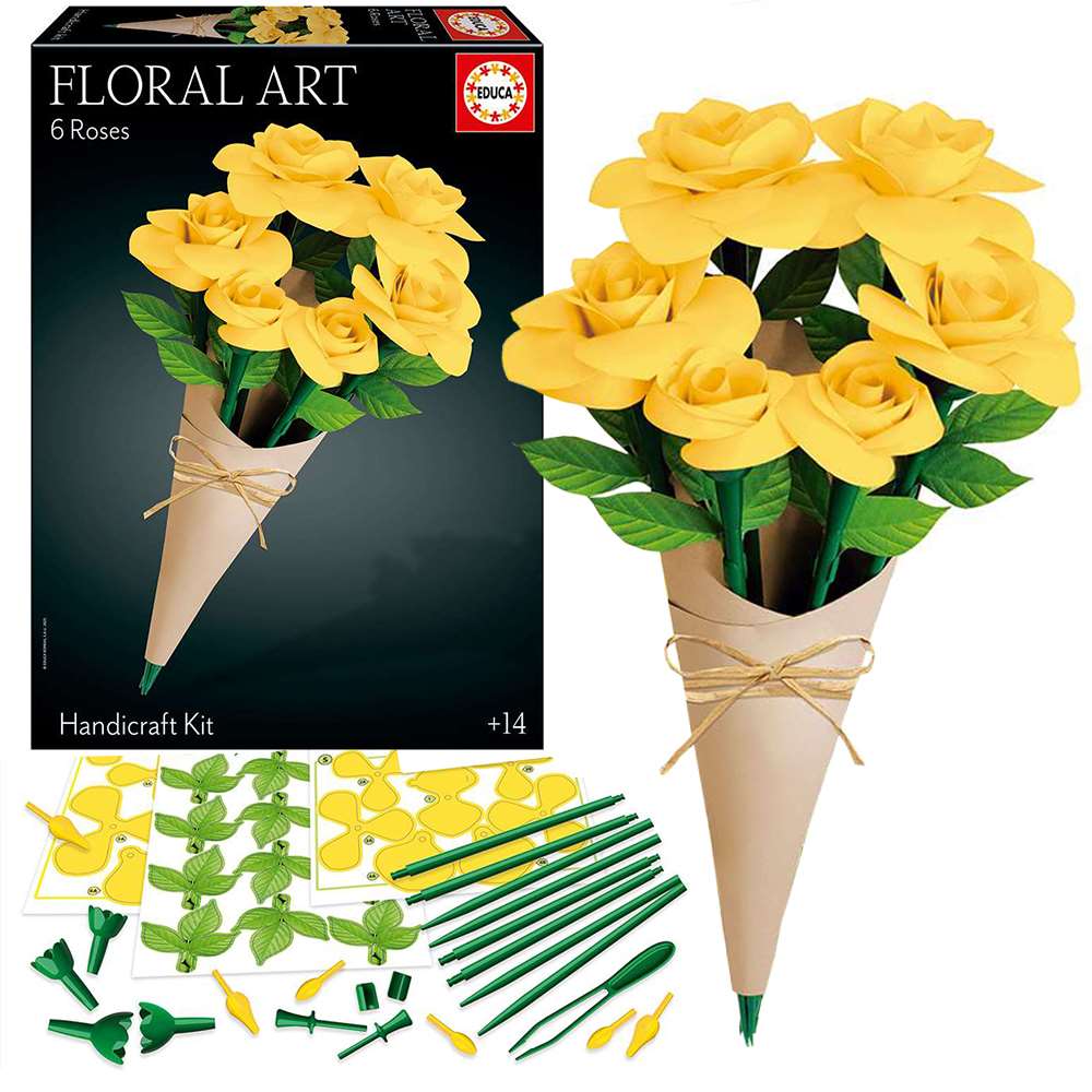 The Happy Puzzle Company Floral Art 6 Yellow Roses
