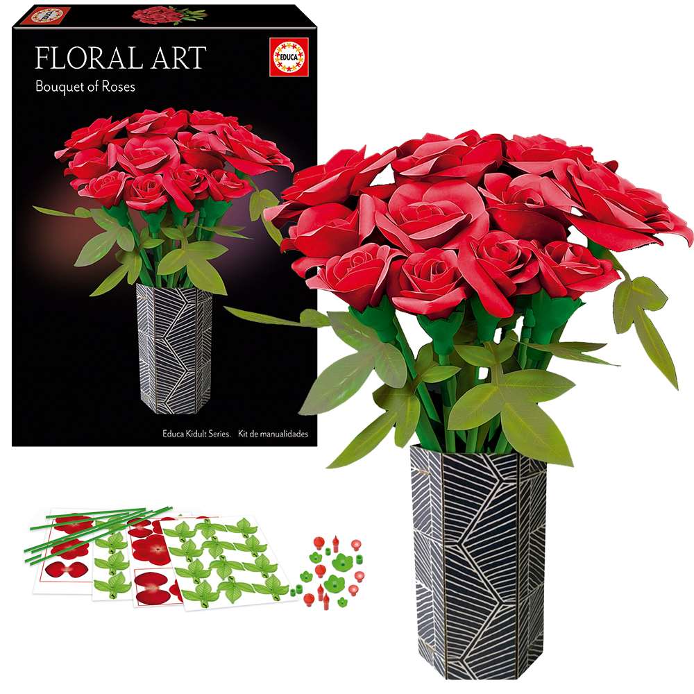 The Happy Puzzle Company Floral Art Bouquet of Red Roses