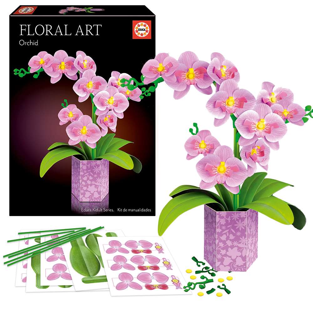 The Happy Puzzle Company Floral Art Pink Orchid Kit