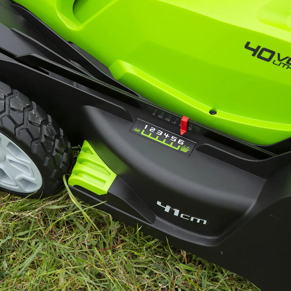 Greenworks 48V 36cm Cordless Lawnmower with 2 x 2Ah Batteries & Twin Charger