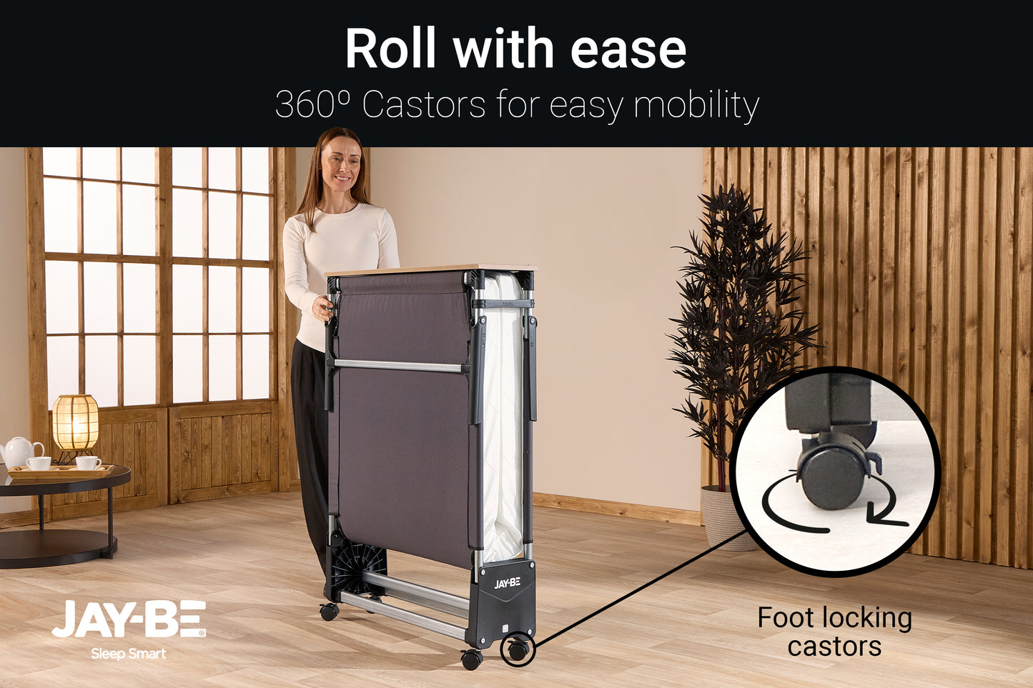 Jay-Be RE80 Rollaway Folding Bed with Single Mattress and Storage Cover
