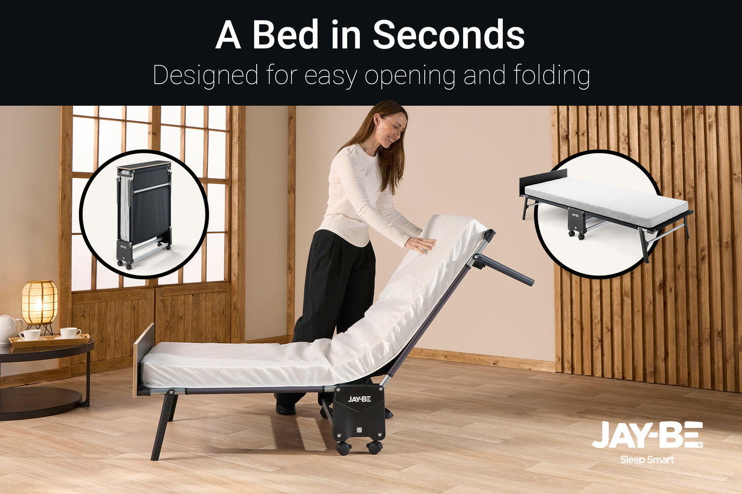 Jay-Be RE80 Rollaway Folding Bed with Single Mattress and Storage Cover