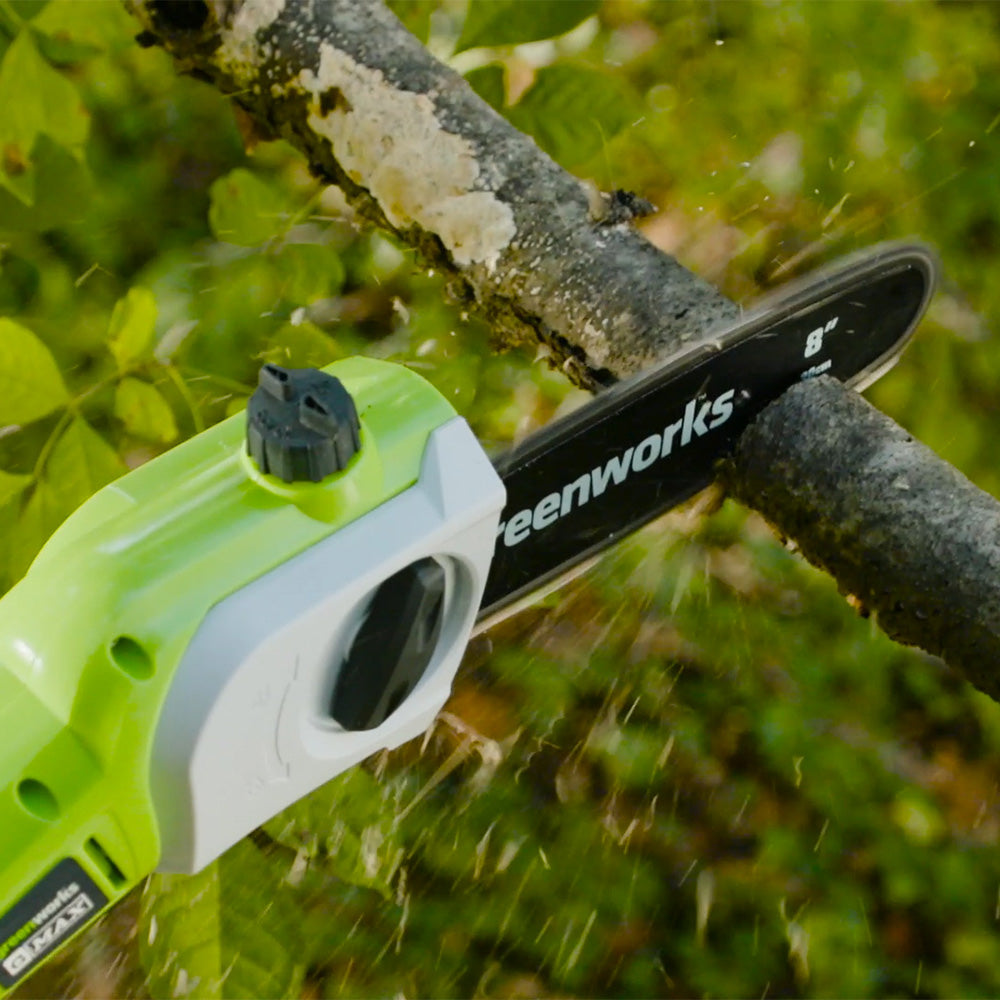 Greenworks 24V 20cm Cordless Pole Saw Kit – Battery & Charger – product detail or in-use view