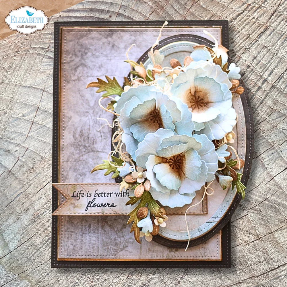 Elizabeth Craft Designs Bloom Wildly Sitched Ovals Die Set