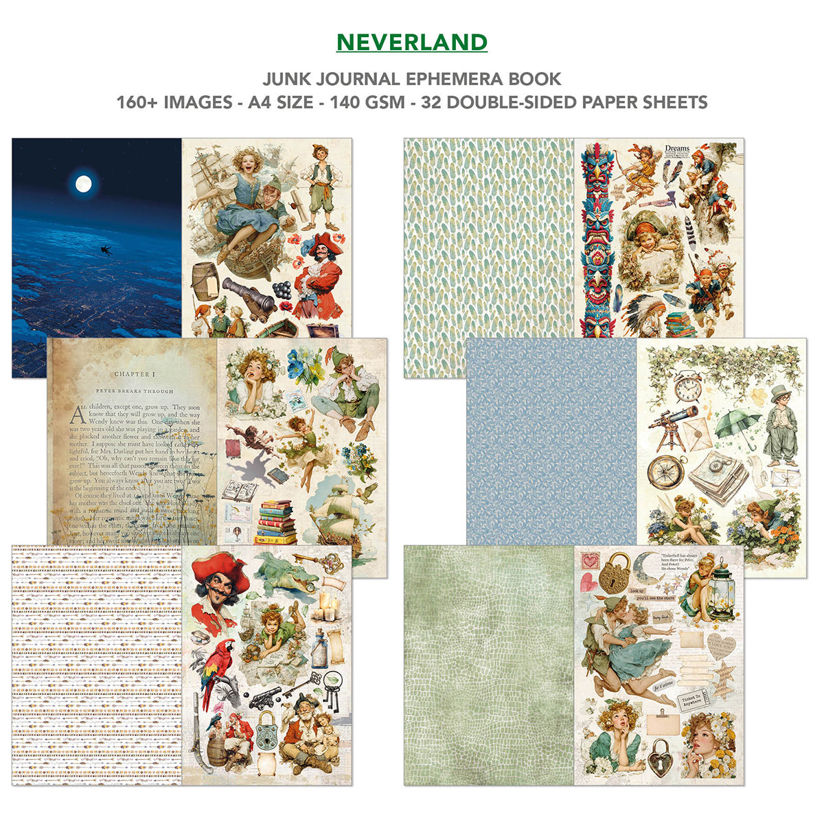 Ciao Bella Neverland & Yellowstone Junk Journal and Ephemera A4 Book Set