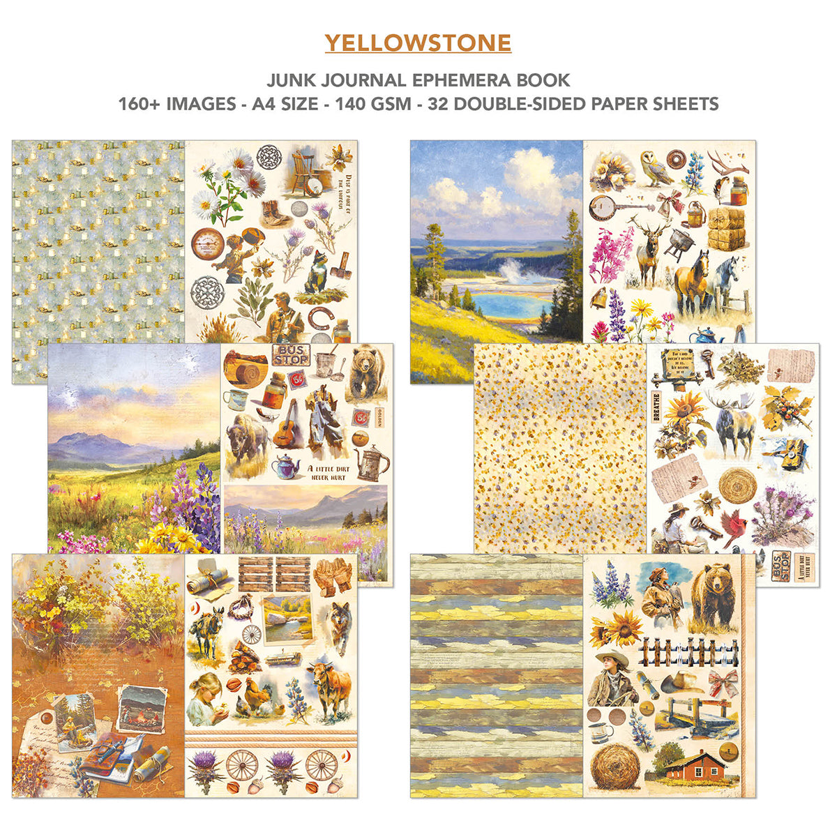 Ciao Bella Neverland & Yellowstone Junk Journal and Ephemera A4 Book Set