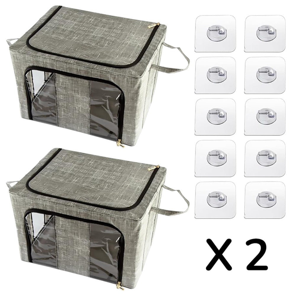 Handy Solutions 66L Folding Storage Box Mega Bundle - 4 x 66L Storage Boxes & 20 x Magic Hooks