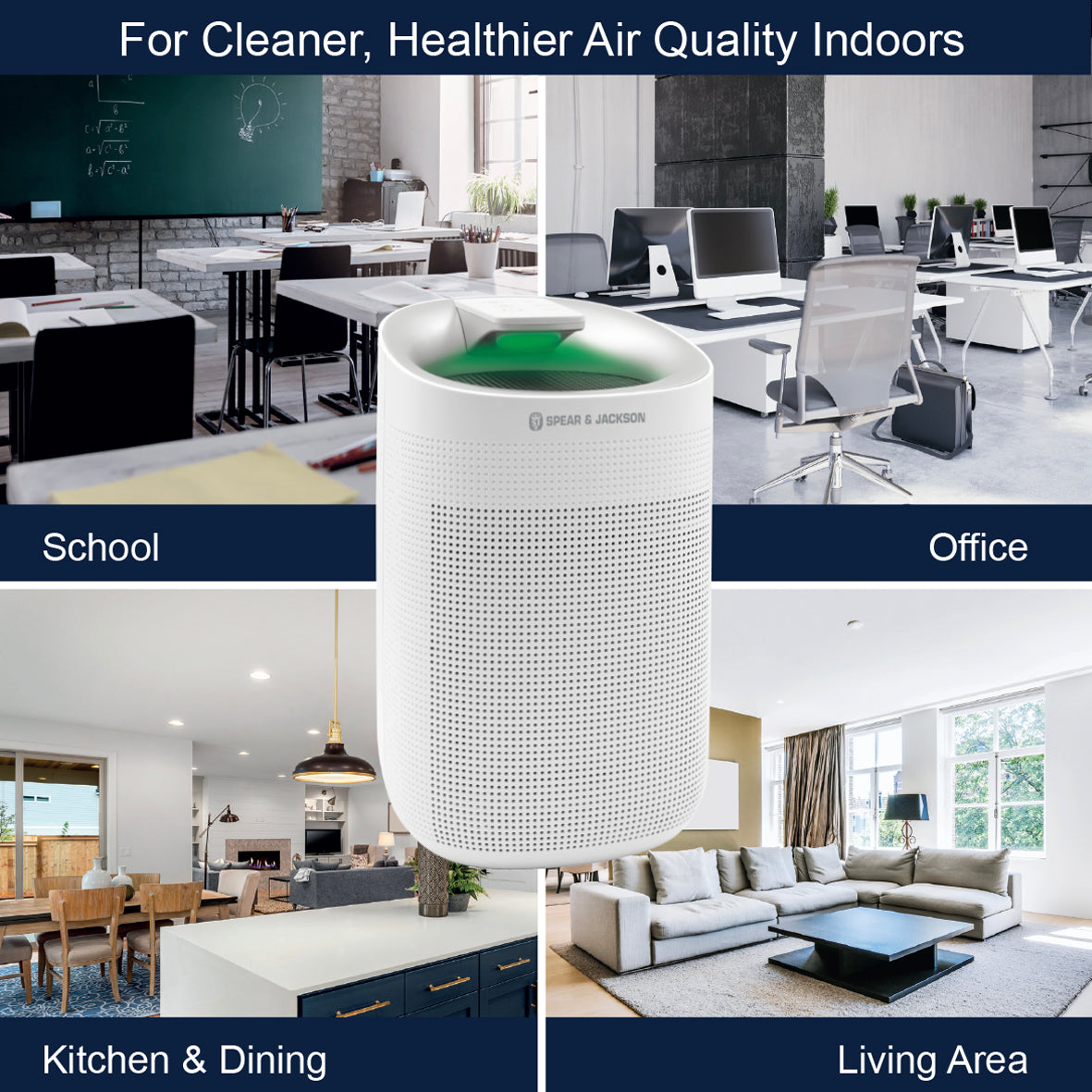 Spear & Jackson 48845 2 in 1 Air Purifier and Dehumidifier with HEPA Filter, 3 Speeds & Touch Screen Display