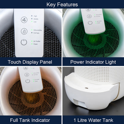 Spear & Jackson 48845 2 in 1 Air Purifier and Dehumidifier with HEPA Filter, 3 Speeds & Touch Screen Display