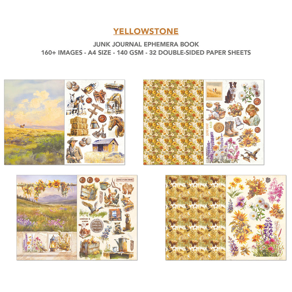 Ciao Bella Neverland & Yellowstone Junk Journal and Ephemera A4 Book Set