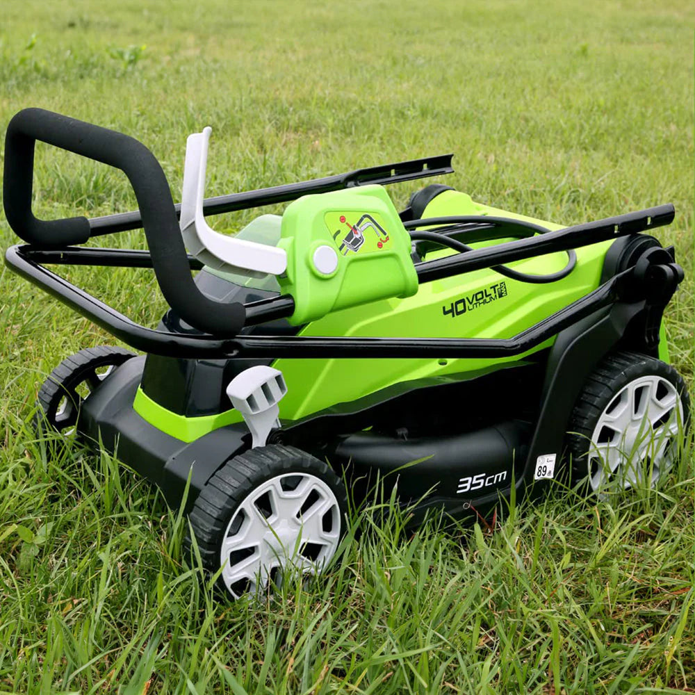 Greenworks 48V 36cm Cordless Lawnmower with 2 x 2Ah Batteries & Twin Charger