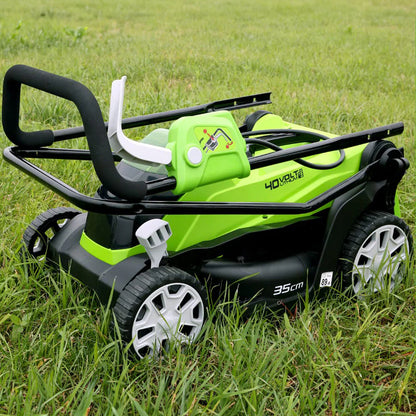 Greenworks 48V 36cm Cordless Lawnmower with 2 x 2Ah Batteries & Twin Charger