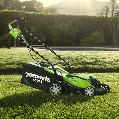 Greenworks 48V 36cm Cordless Lawnmower with 2 x 2Ah Batteries & Twin Charger