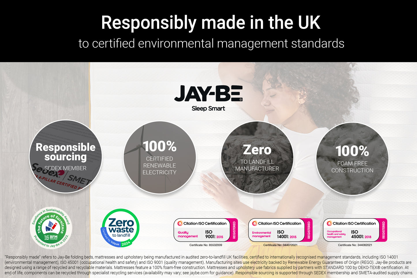 Jay-Be Bio Fresh Hybrid 2000 Pocket Sprung UK Made Single Mattress