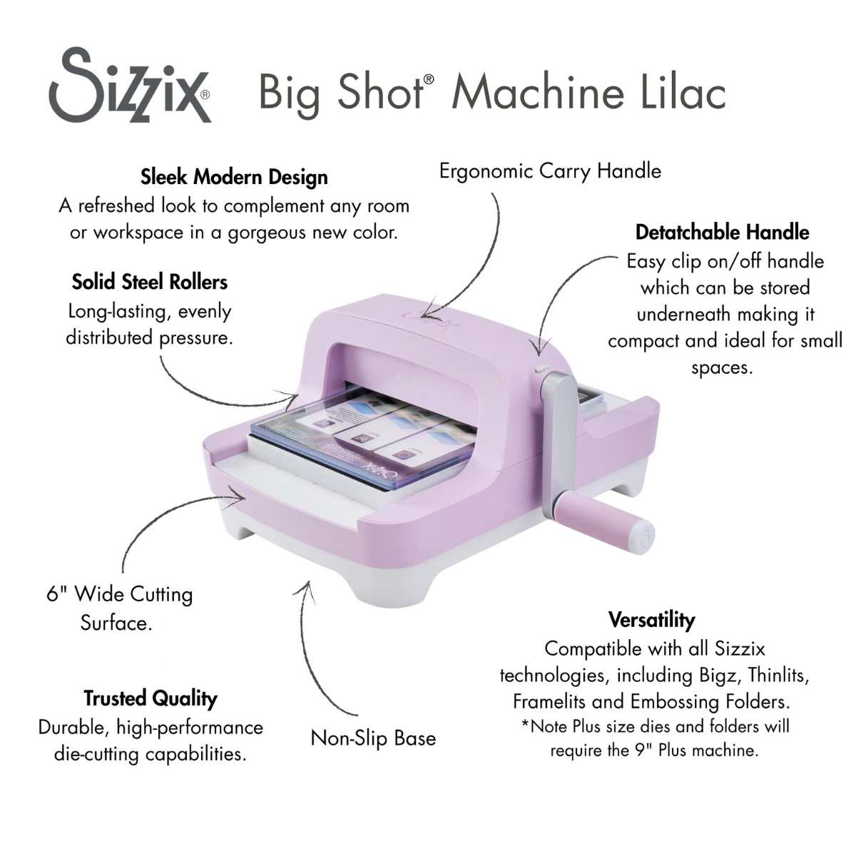 New! Sizzix Big Shot Lilac Machine with Cutting Pads Bundle
