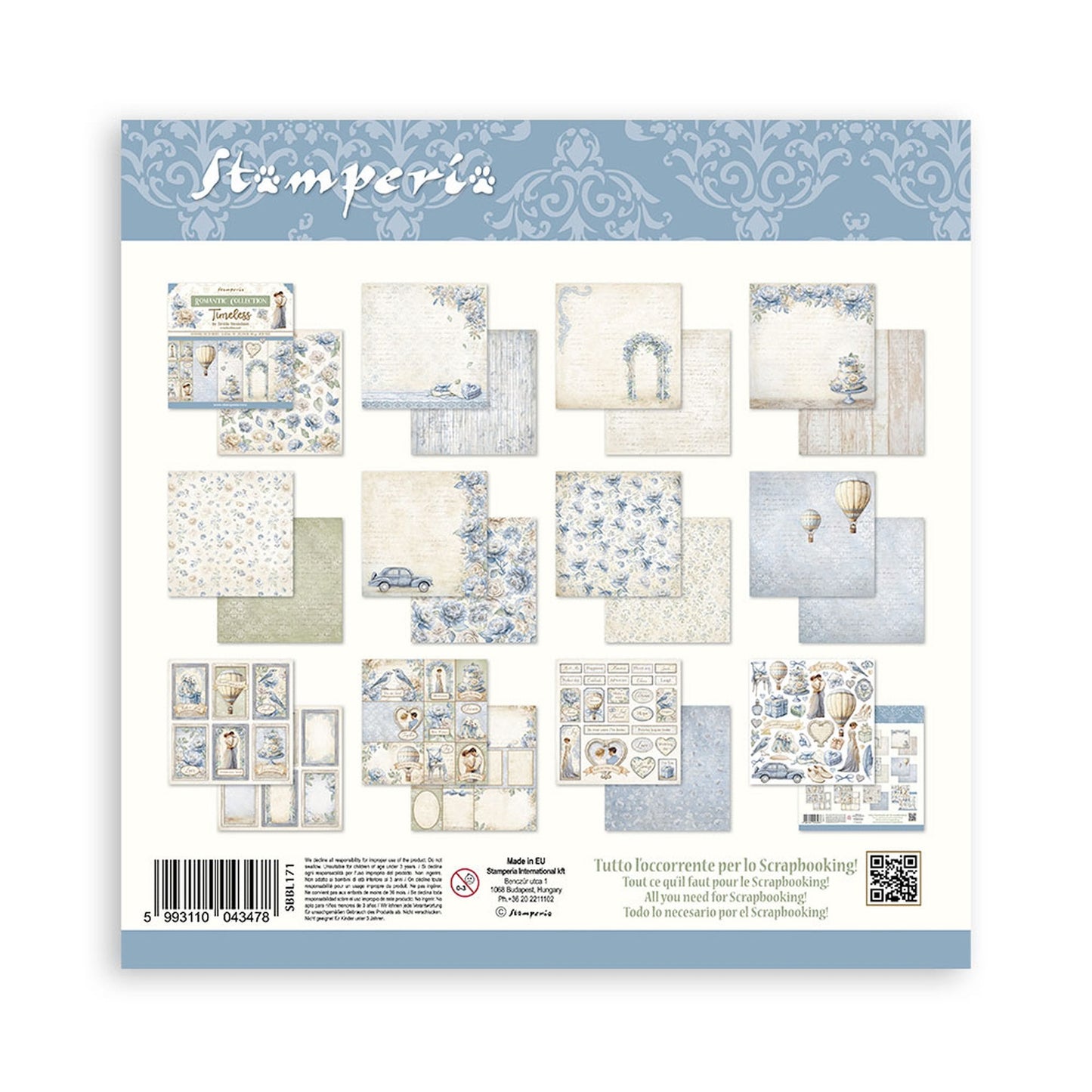 Stamperia Timeless 12"x12" Double Sided Scrapbook Pad