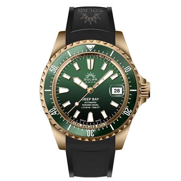 Solar Aqua Deep Bay Swiss Automatic Peseux 224 - Green Dial Bronze