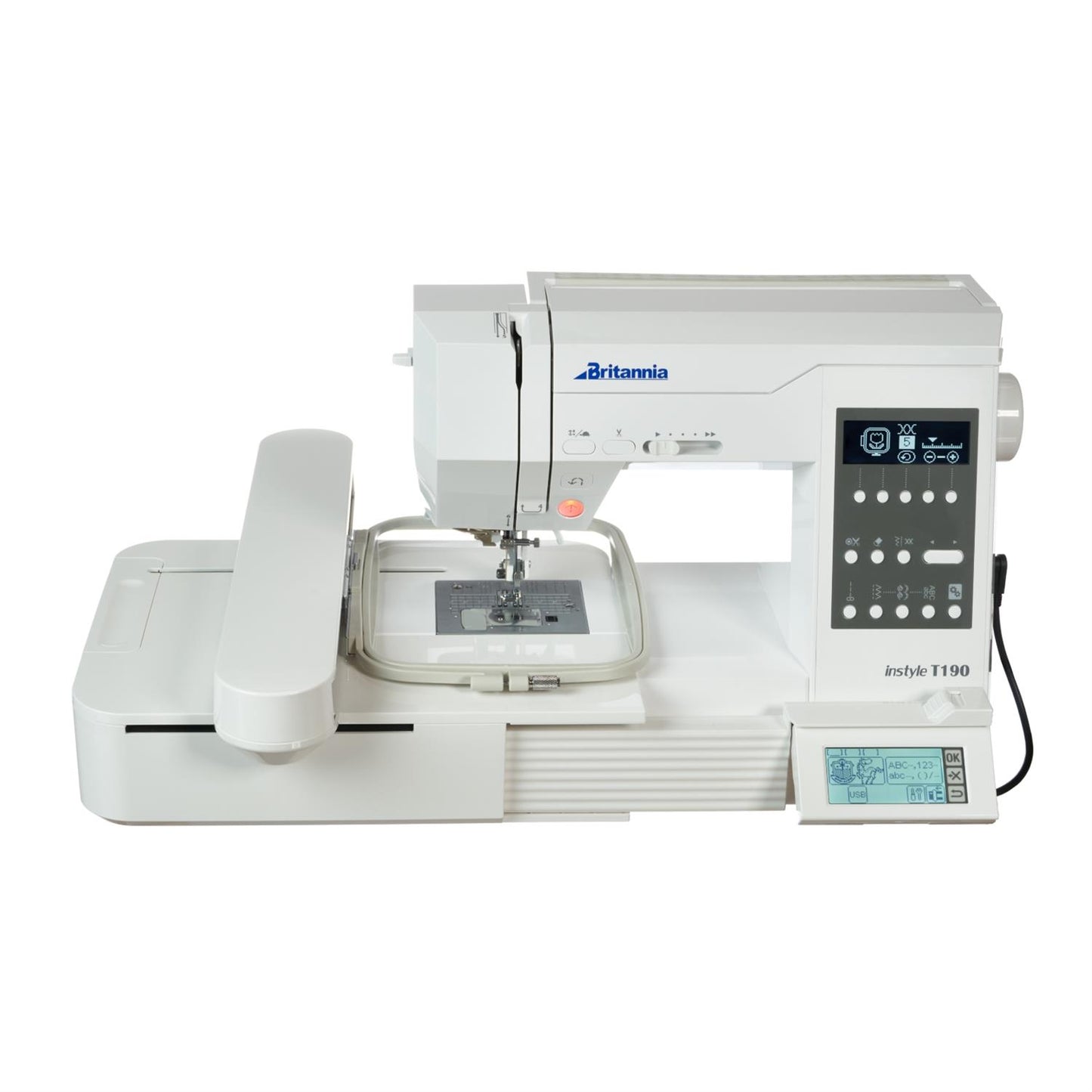 Britannia InStyle Plus T190 Embroidery Unit | 5" x 7" Embroidery Attachment with USB & 150+ Designs