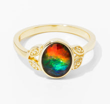 Canadian Ammolite Gems by Kenneth Bradley 'Alexa' Ring in 14k Yellow Gold