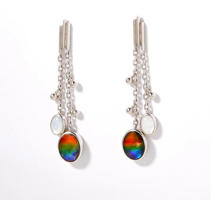 Canadian Ammolite Gems by Kenneth Bradley 'Amelia' Earrings with Mother of Pearl