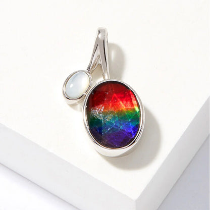 Canadian Ammolite Gems by Kenneth Bradley 'Amelia' Pendant with Mother of Pearl