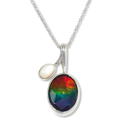 Canadian Ammolite Gems by Kenneth Bradley 'Amelia' Pendant with Mother of Pearl