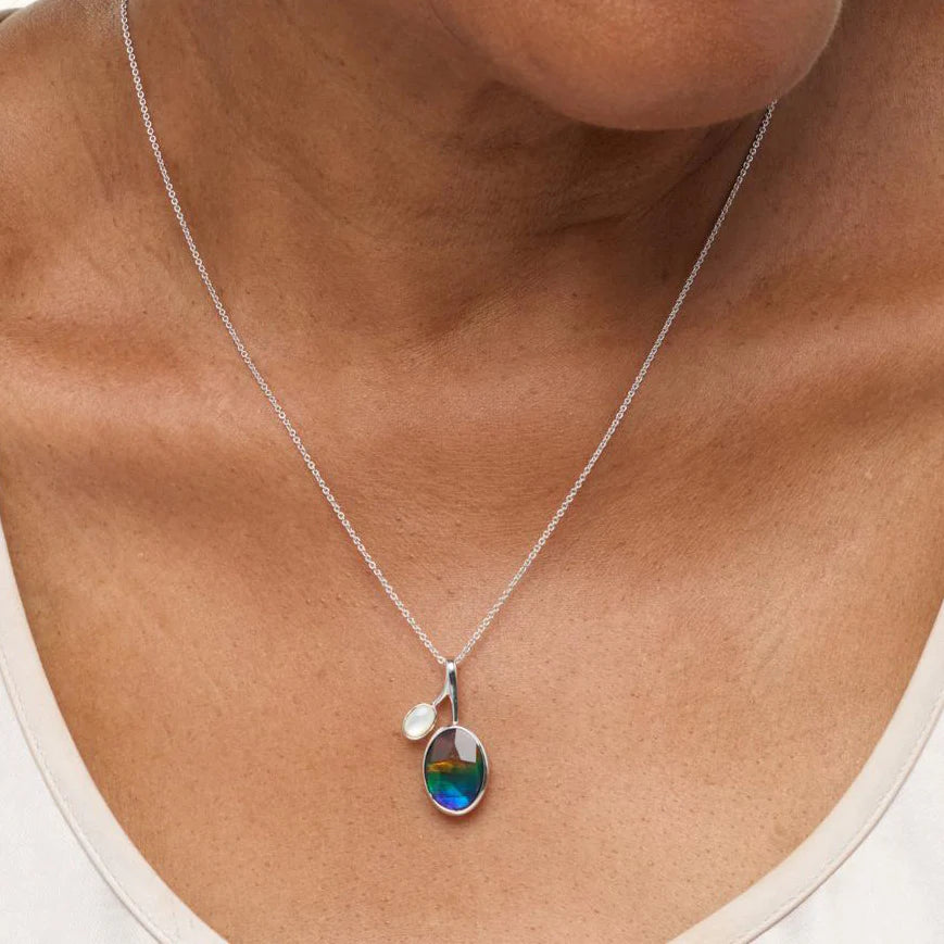 Canadian Ammolite Gems by Kenneth Bradley 'Amelia' Pendant with Mother of Pearl