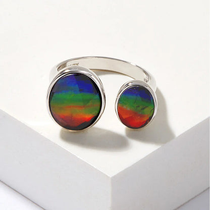 Canadian Ammolite Gems by Kenneth Bradley 'Amelia' Ring in Rhodium Plated Sterling Silver