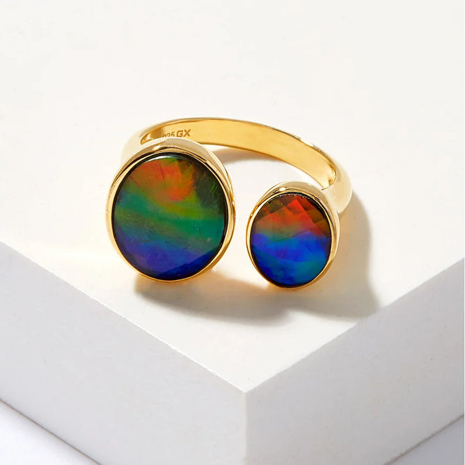 Canadian Ammolite Gems by Kenneth Bradley 'Amelia' Ring in 14k Yellow Gold
