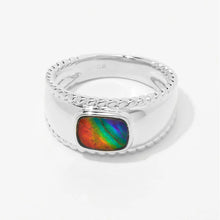 Canadian Ammolite Gems by Kenneth Bradley 'Ariana' Ring in Rhodium Plated Sterling Silver