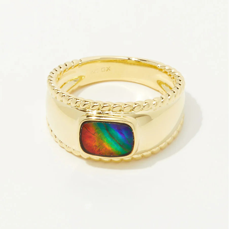 Canadian Ammolite Gems by Kenneth Bradley 'Ariana' Ring in 14k Yellow Gold