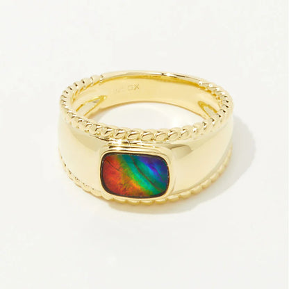 Canadian Ammolite Gems by Kenneth Bradley 'Ariana' Ring in 14k Yellow Gold