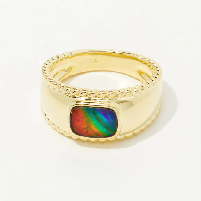 Canadian Ammolite Gems by Kenneth Bradley 'Ariana' Ring in 14k Yellow Gold