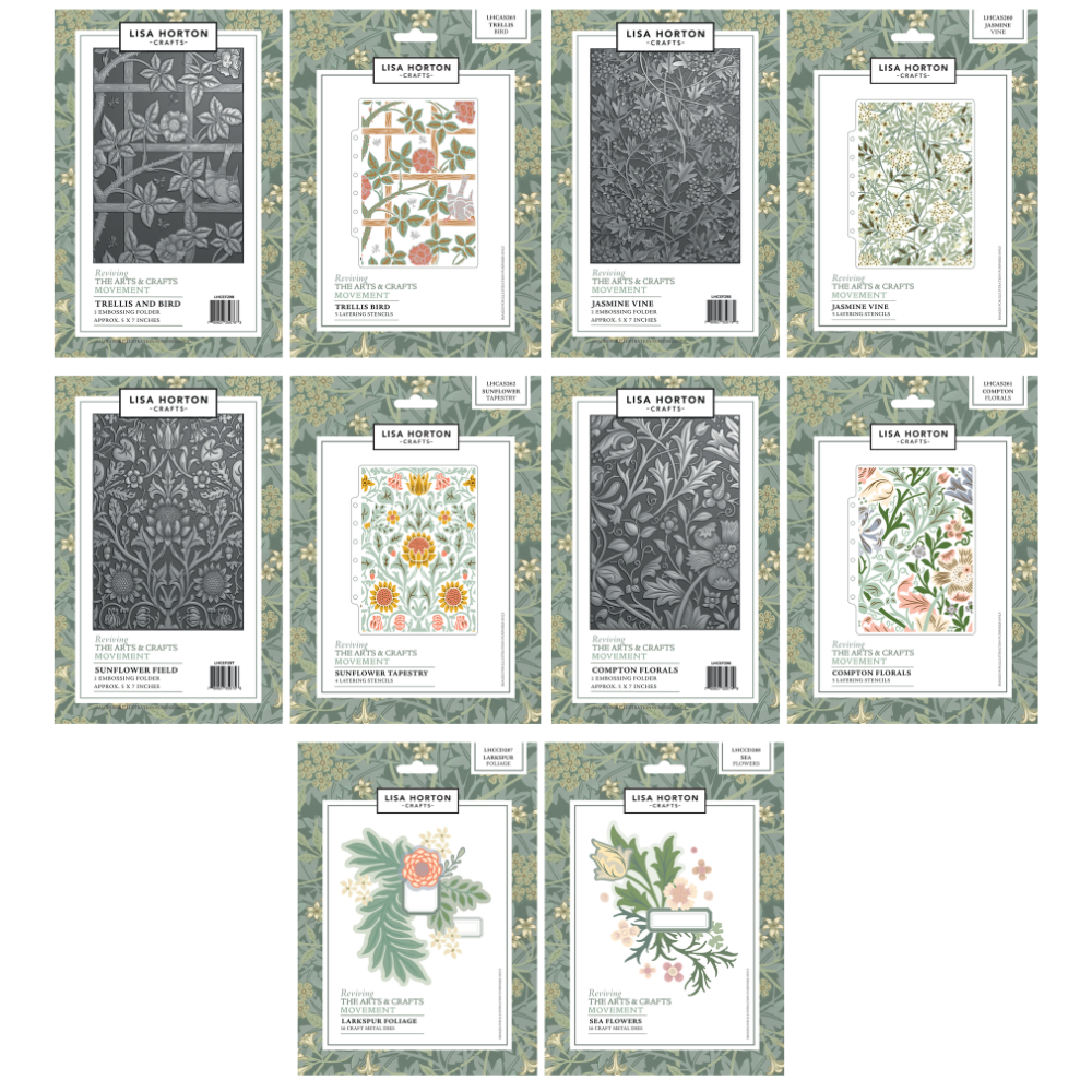 Lisa Horton Crafts Reviving The Arts & Crafts Movement Complete Die, Embossing Folder & Stencil Collection