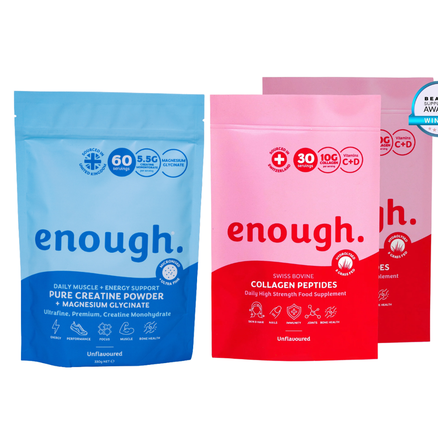 Enough Wellness Creatine and Collagen Exclusive Bundle - 2 Months Supply and FREE Scoop