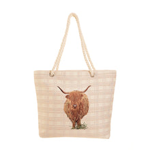 Signare Tapestry Highland Cow Beach Rope Bag with Cosmetic Bag