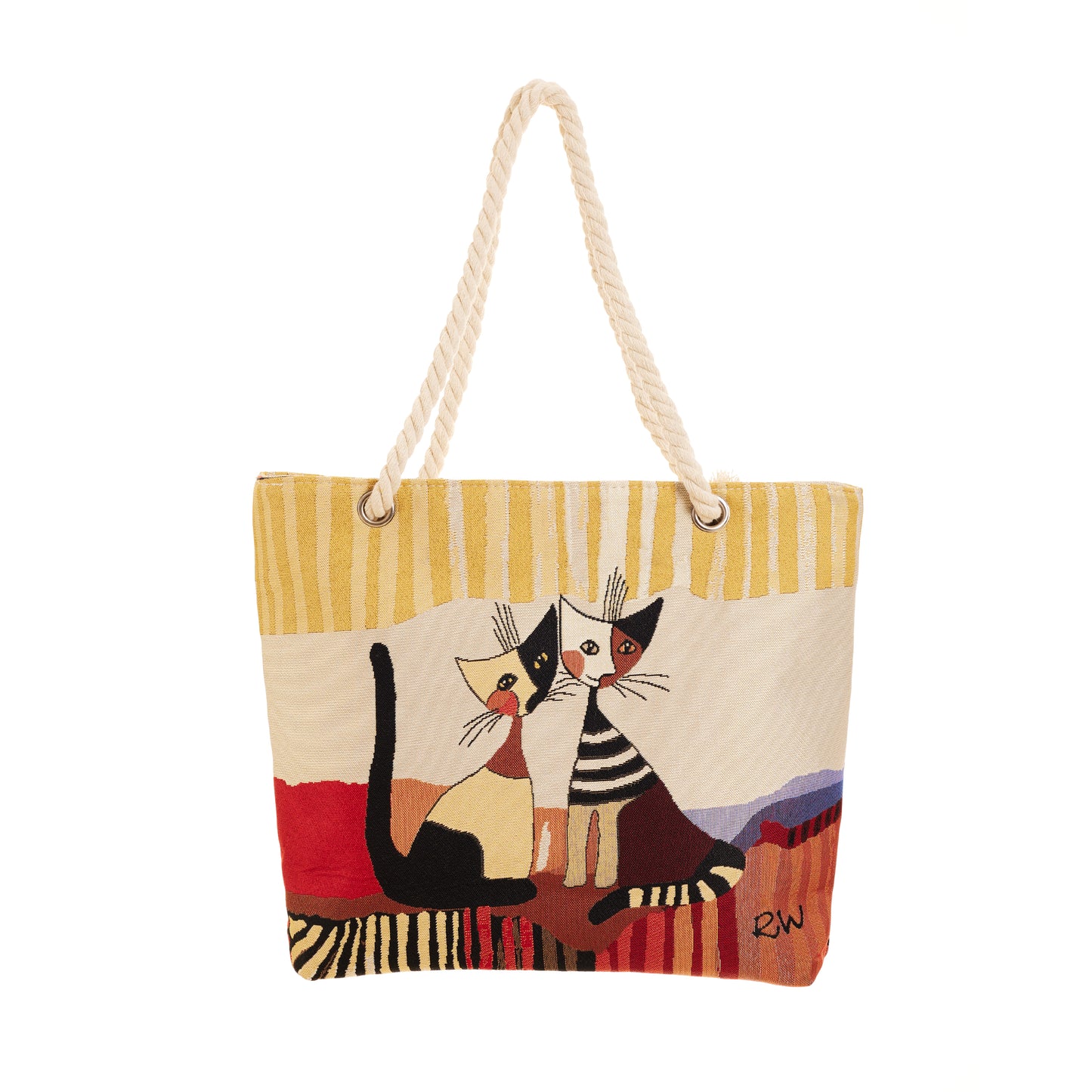 Signare Tapestry Rosina Cat Beach Rope Bag with Cosmetic Bag