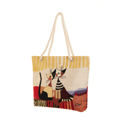 Signare Tapestry Rosina Cat Beach Rope Bag with Cosmetic Bag